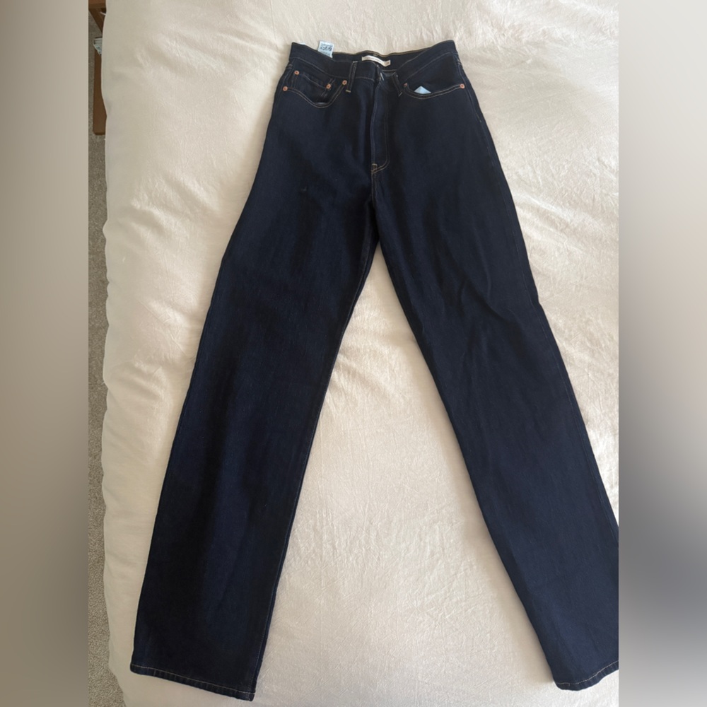 Women's Straight Leg Dark Blue Jeans